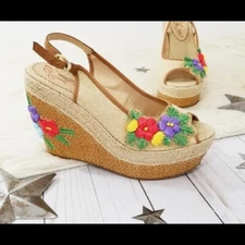 Poetic Licence Petal Pusher wedge sandals  Size 8.5 M  5" heels  New with box