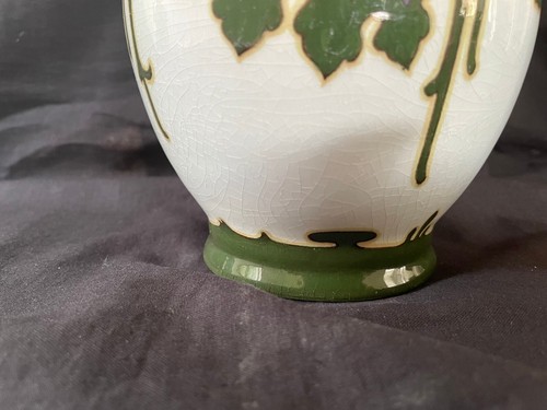 vase gouda hollandais art déco exclusif 7,3" décor Regina . marqué et signé - Photo 7 sur 10