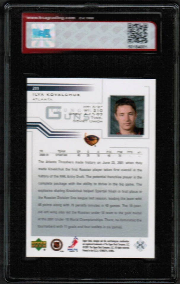 2001-02 Upper Deck #211 Ilya Kovalchuk Young Guns Rookie Rc KSA 9 Mint - Image 2 of 4