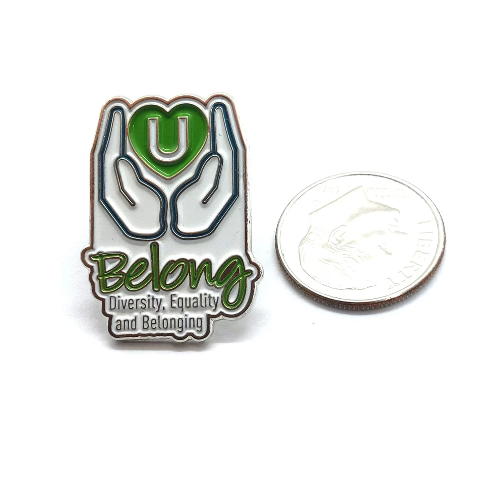 U Belong Diversity Equality and Belonging Enamel Pin Green Heart Inclusion — 第 2/3 张图片