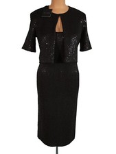 NWT ST. JOHN Knits Black Sequin Jacket Blazer Dress Suit sz M 2890