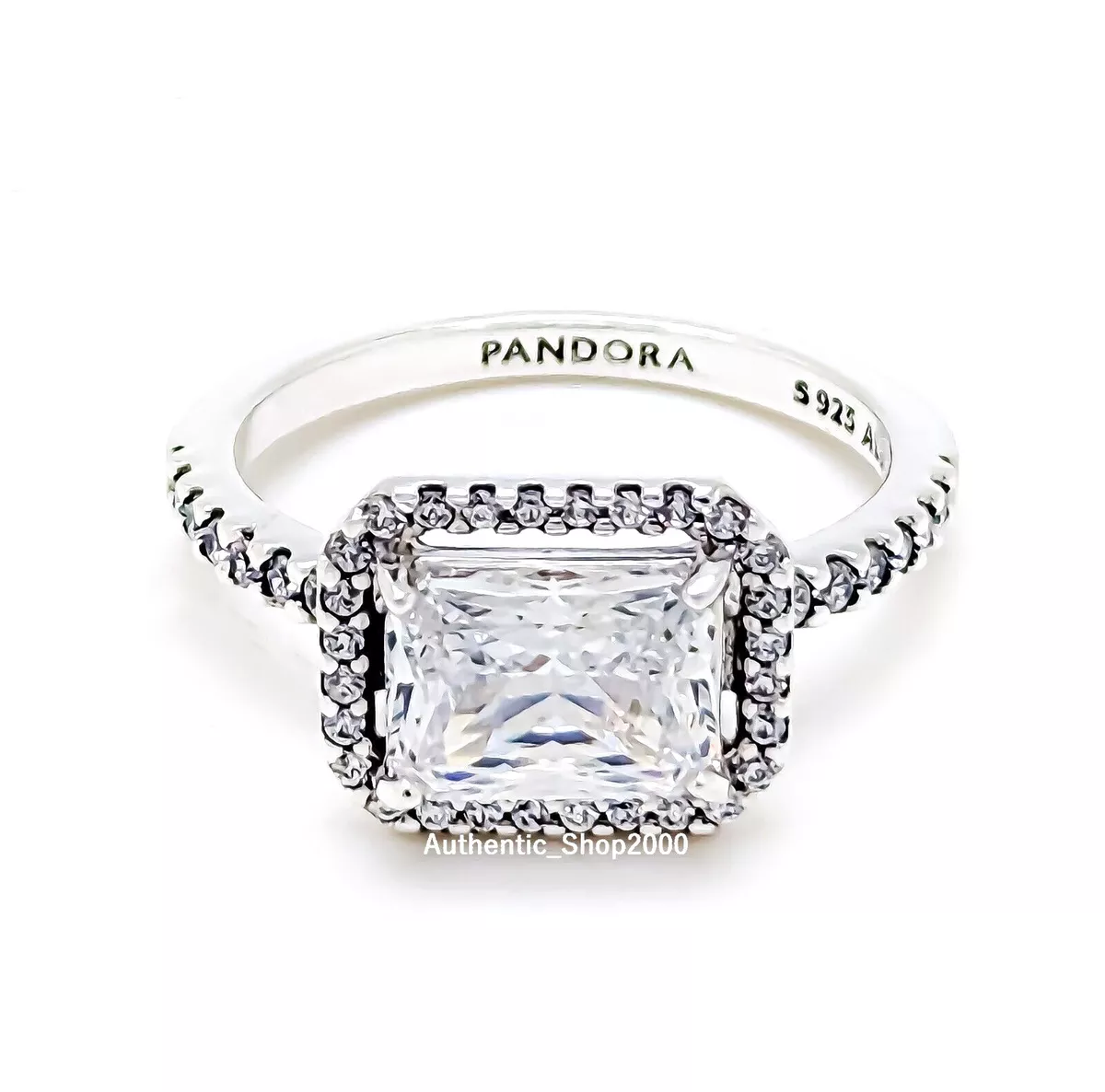 Rectangular Sparkling Halo Ring