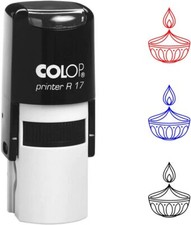 Custom 5/8'' Deepawali Self-Inking Stamp with Diya Symbol - Diwali Gift