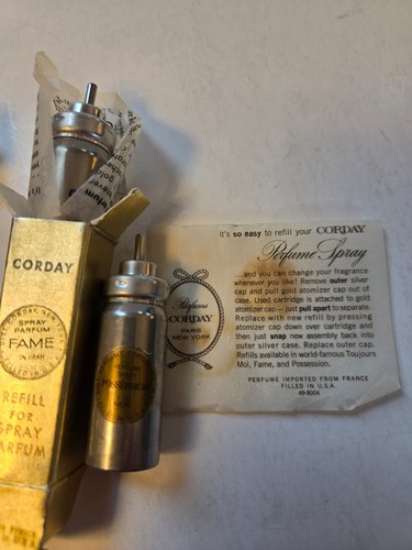 Vintage Corday Purse Spray Ionizer + NOS FAME and POSSESSION Refills .3 oz each - Picture 3 of 7