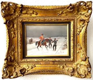 Christian Sell (1831 1883) War Scene German Soldiers Antique Oil Painting 1880