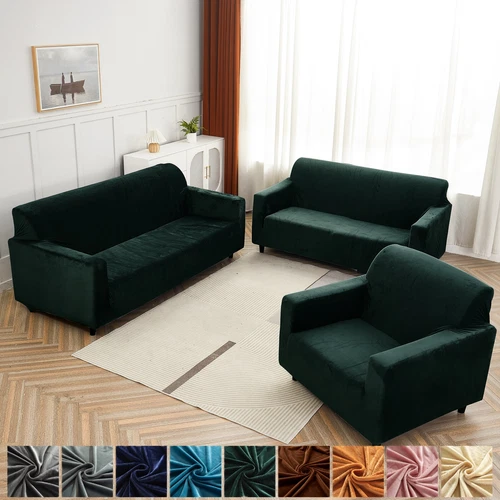 1/2/3/4 Sitzer Samt Sofabezug L Form Ecksofa Stretch Sofa Überzug Couchbezug DE - Bild 3 von 74