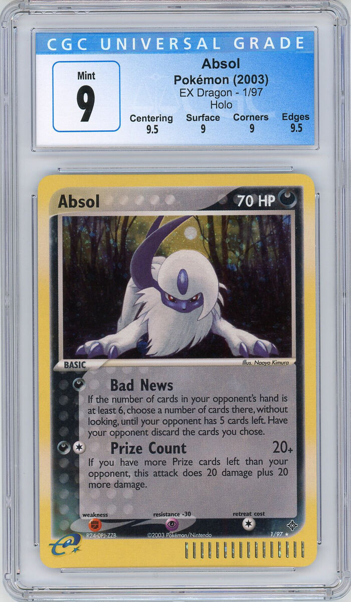 2003 Pokemon EX Dragon #1 Absol - Holo CGC/PSA 9 MINT QUAD++ 2003 Pokemon EX Dragon #1 Absol - Holo CGC/PSA 9 MINT QUAD++