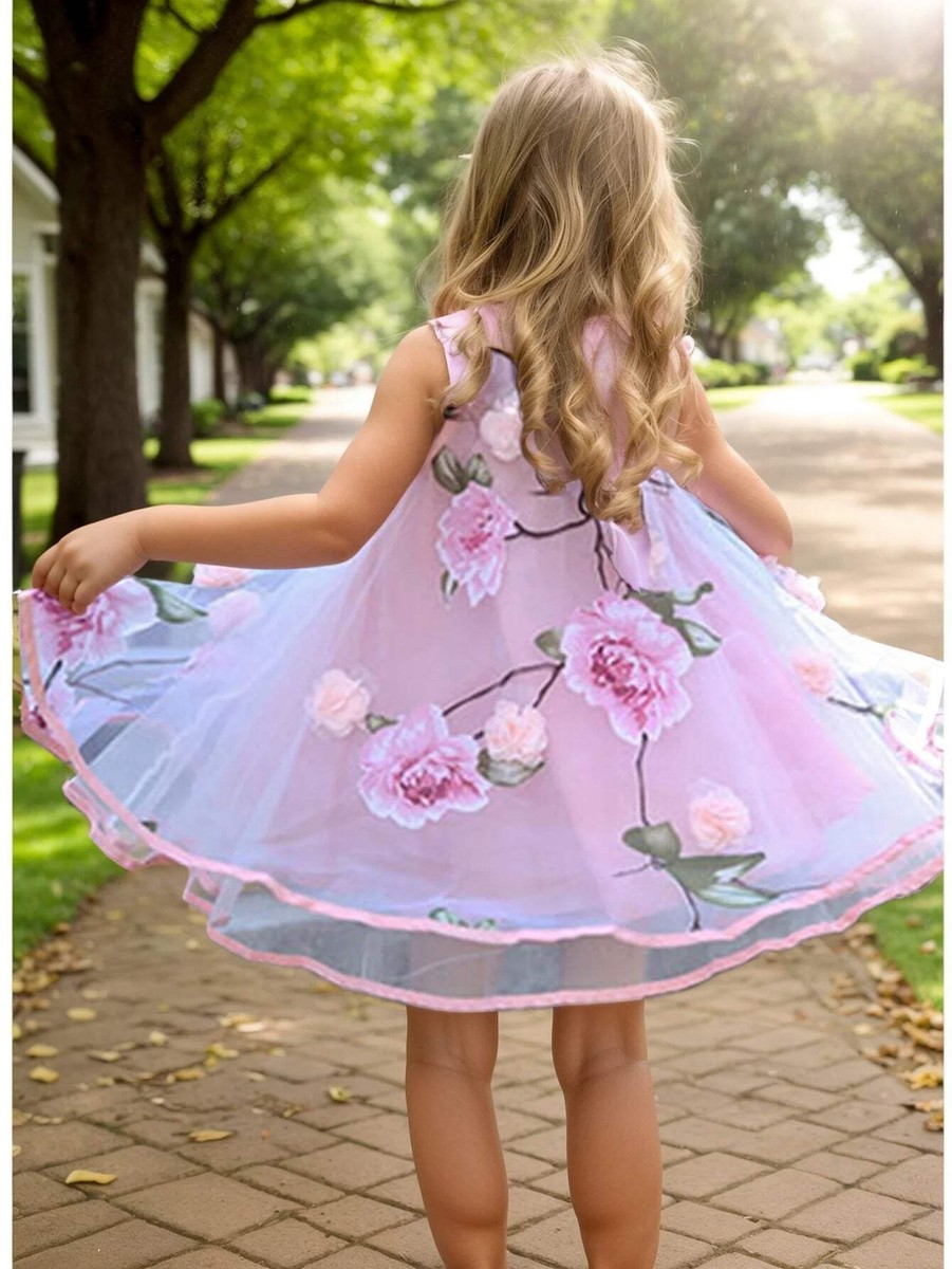 big princess dress for kids 2023 New Arrival Girls Pink Sweet Princess Dress Baby Kids Big Bow Birthday  Party Clothing Child