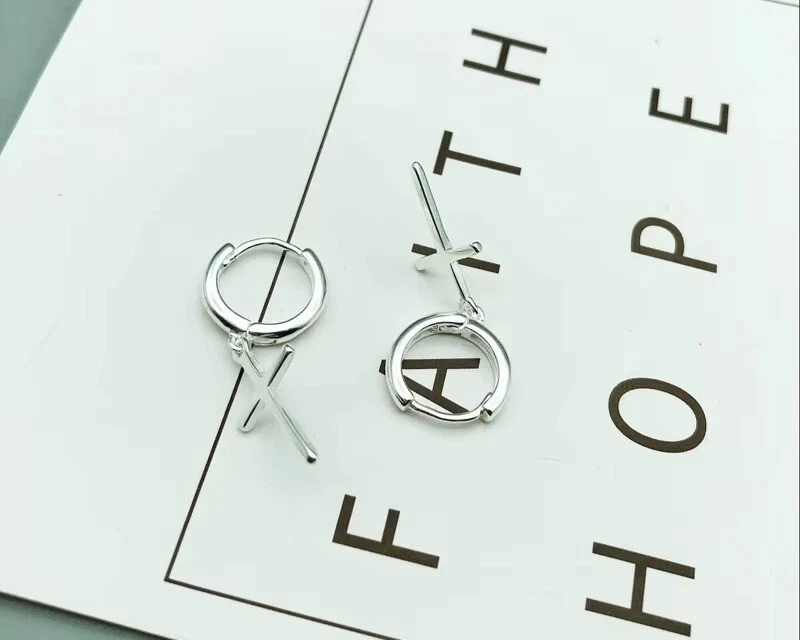 Damen Kreuz Ohrringe 925 Sterling Silber Hypoallergene Ohrringe OHRSCHMUCK - Bild 3 von 4