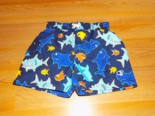 Size 12 Months OP Ocean Pacific Blue Sharks Fish Swim Trunks Board Shorts New