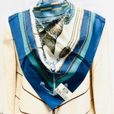 New in Box SURE FLAG   100% Silk  Blue Clark Time Travel  34" 34" (Sc66