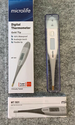 Microlife digital thermometer MT1931 Gold Tip 100% waterproof Flexible tip