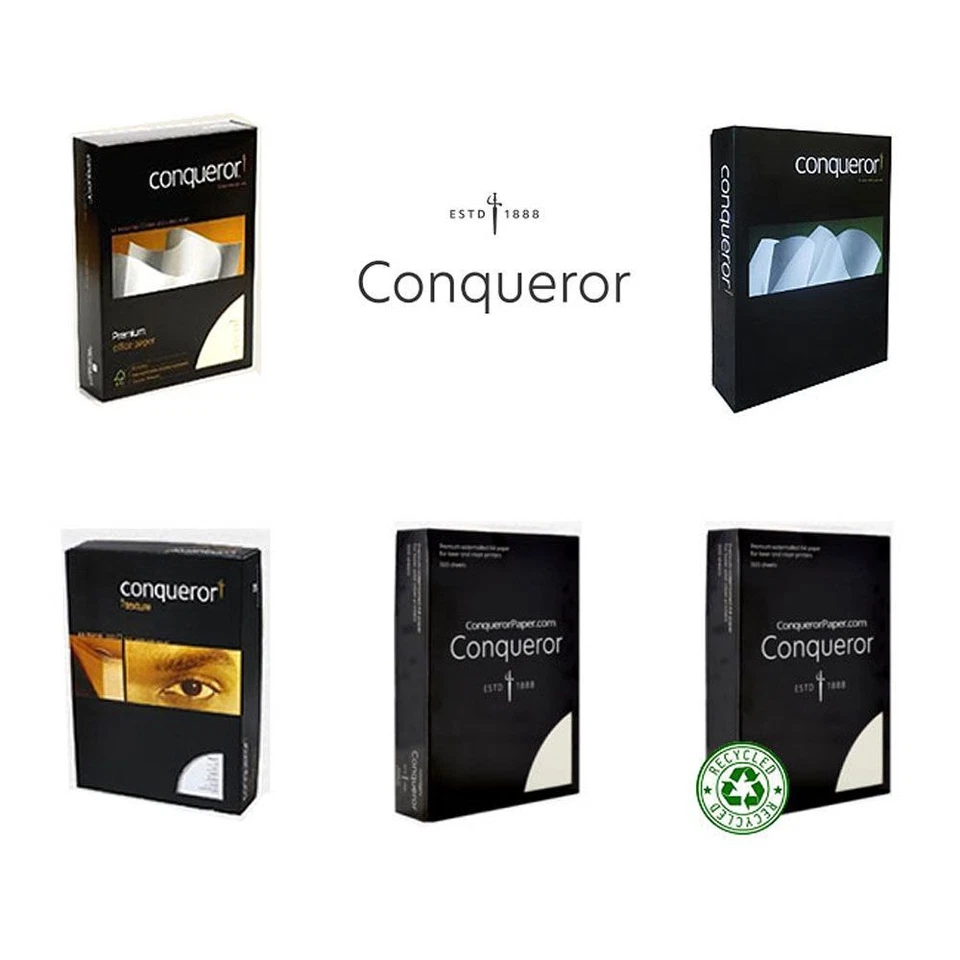 Conqueror A4 Premium Paper 100gsm White, Blue, Cream Laid Watermarked 250 Sheets