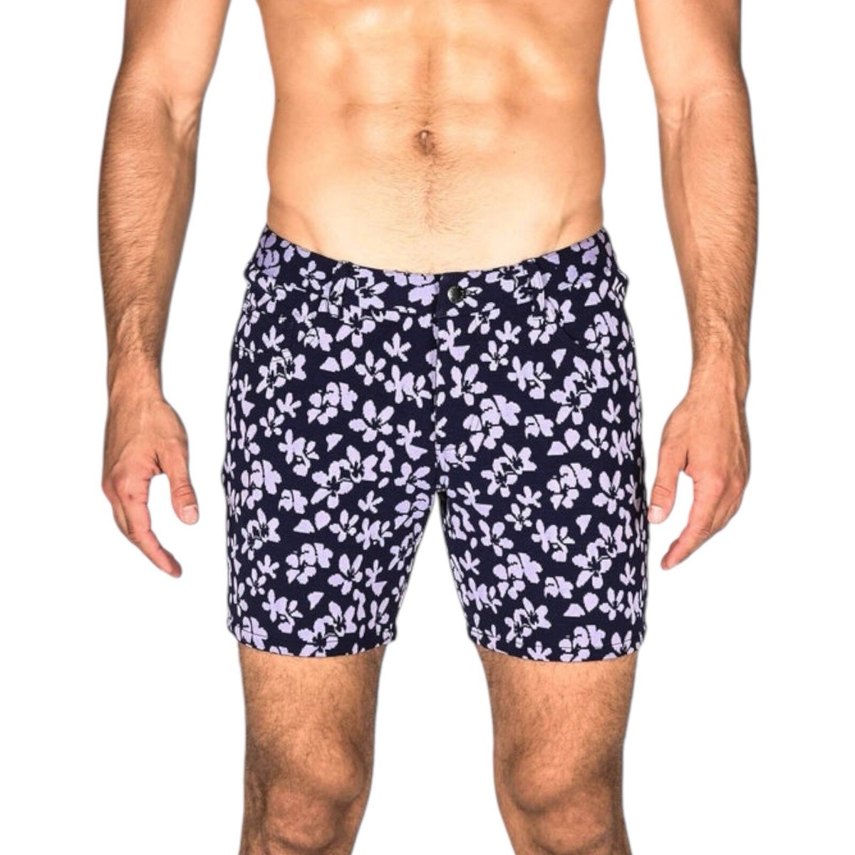 Steele Purple Floral Print 6” Inseam Stretch Gay Circuit