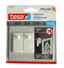 Tesa Powerstrips Adhesive Nail Picture Hooks Holds Up 0.5KG Sticky Wall VAT Incl