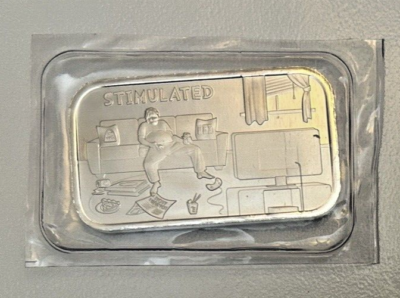 #ad STL Mint 1 Troy Oz .999 Silver Bar STIMULATED Fine Silver Art Bar Only 450 Made $112.95