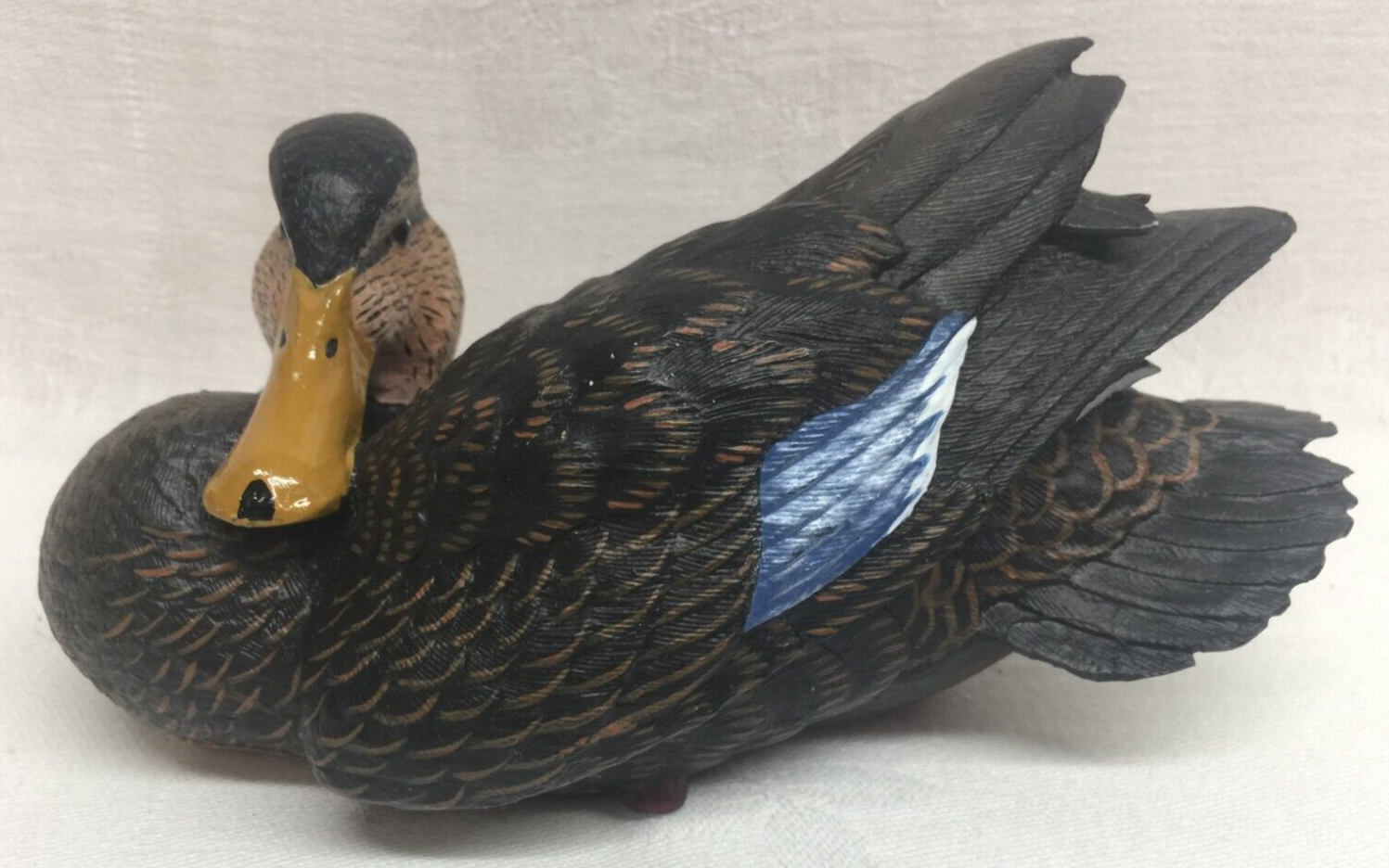 BLACK DUCK DECOY by Roger Desjardins FIGURINE STATUE * HAND PAINTED