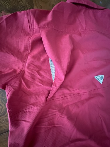 Columbia PFG Fishing Shirt Omni Shade Mens XXL Button Down Dark Red - Picture 5 of 7