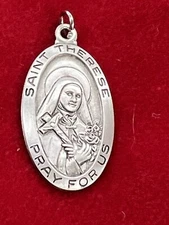 St Therese Pray For Us Medal Sterling Silver Pendant Charm Chapel