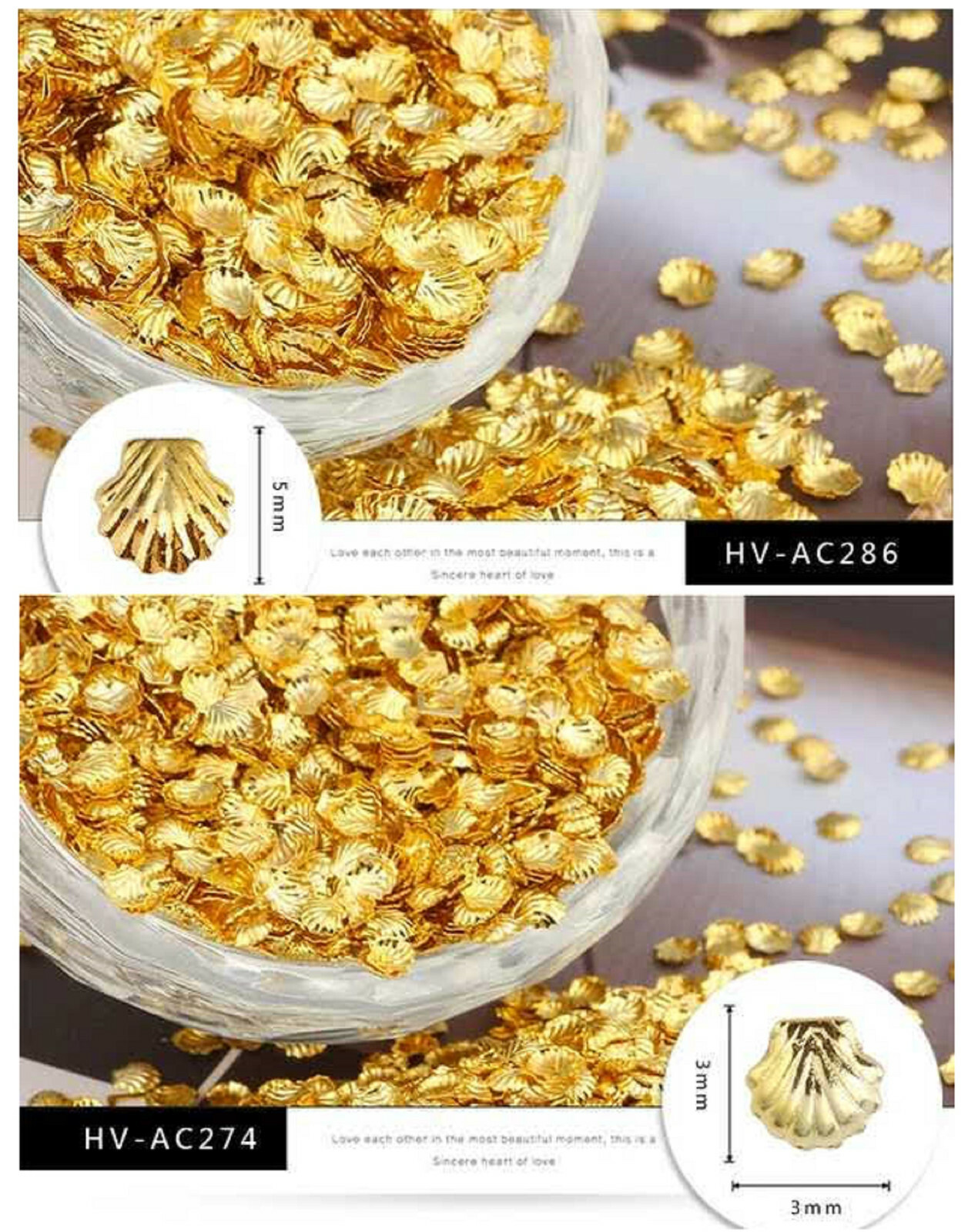 Se Shell Jar 20pcs 3D Gold Nail Art Metal Ocean Sea Shell Starfish Clams Studs ...