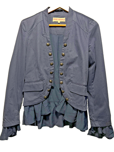 Free People Giacca Donna XS Small Navy Steampunk Castello Vittoriano Romantico Nuovo con etichette - Foto 3 di 13