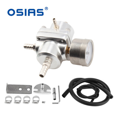 SILVER UNIVERSAL FUEL PRESSURE REGULATOR GAUGE & HOSE KIT 0-140 PSI ...