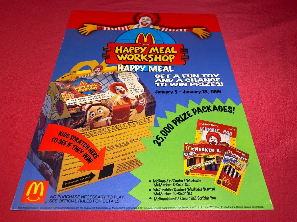 1995 McDonalds Happy Meal Workshop Happy Meal Toy Sell Sheet