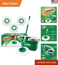 Tornado Spin Mop System with 4 Microfiber Heads - No-Tip Bucket & Spin Chamber