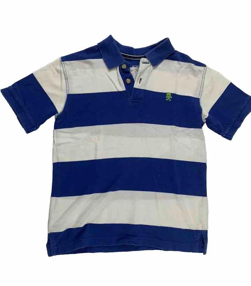 Camisa Polo Skull & Bones Manga Corta Niños 7 8 Azul Blanco Verde Lugar para Niños Foto 2 de 4
