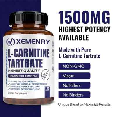 L-Carnitine Tartrate 1500mg - Weight Loss,Fat Burning,Muscle Health,Anti-fatigue