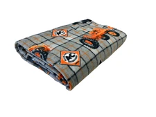 Allis Chalmers AC Tractor and Logo Fleece Blanket, Gray Plaid