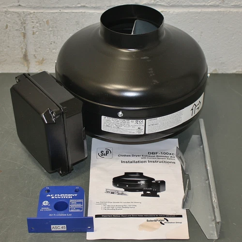 Soler & Palau In-Line Dryer Booster Duct Fan DBF-100XC, 4" Diameter, 115V AC
