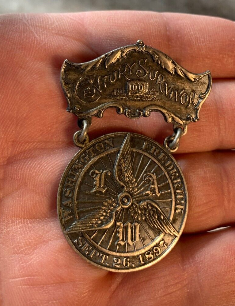 Antique 1897 Bicycle Bike Pin Medal League American Wheelmen