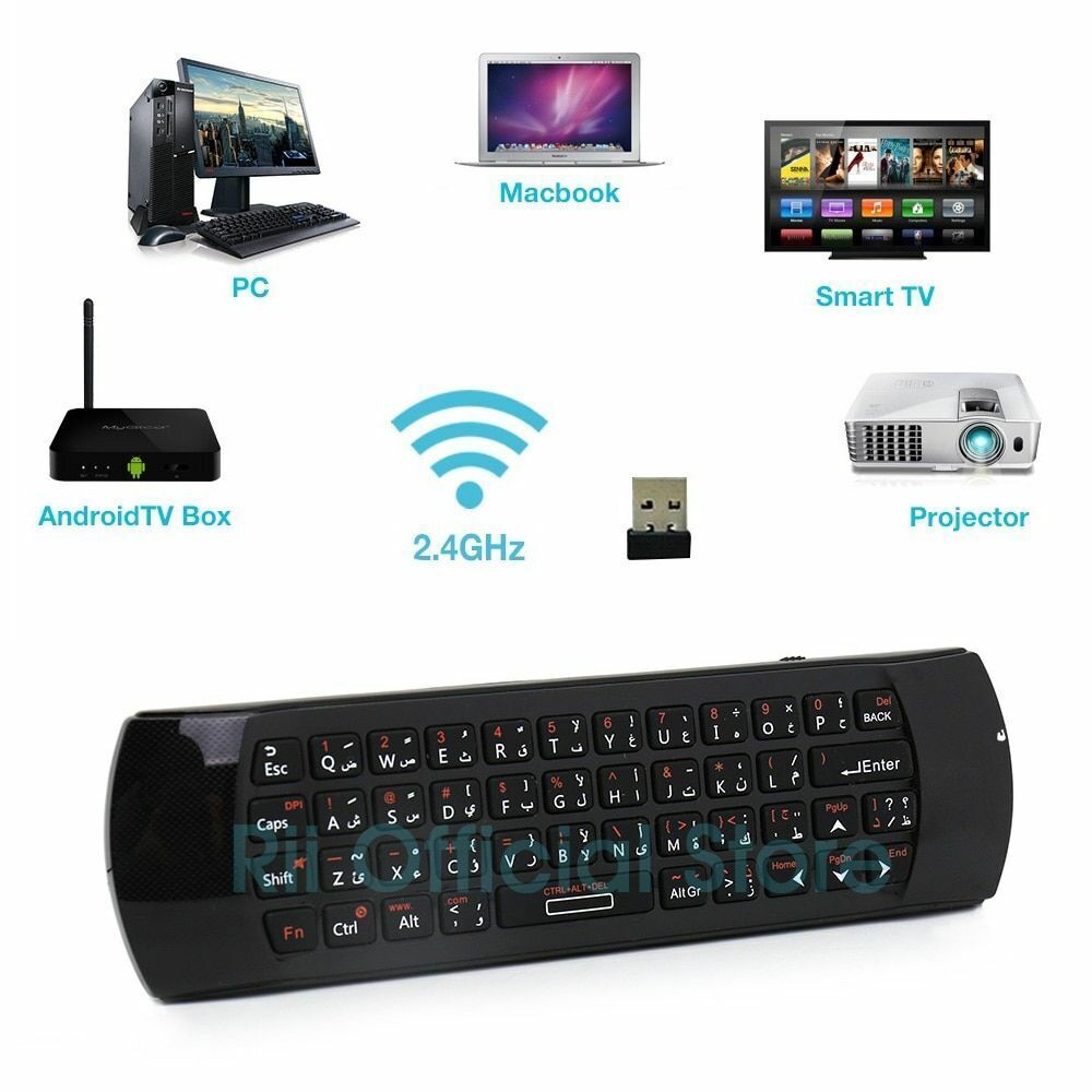 2.4GHz Arabic Keyboard Air Mouse Remote Control IR Extender Learn for