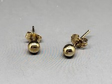 Womans Yellow KT Gold Over .925 Sterling Silver 4MM Classic Ball Stud Earrings