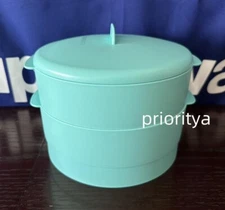 Tupperware 2 Tier Steam It Cooker Steamer Non Stick Container Pastel Aqua New