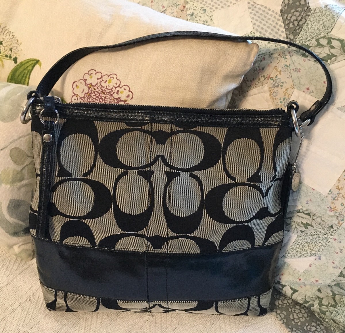 COACH 12825 Striped Convertible Crossbody Purse Shoulder Bag-NICE