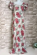 Womens   Long Floral Bodycon Dress UK Size S Fits 10-12 UK Stretchy Floral 