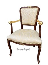 POLTRONCINA POLTRONA CAMERA DA LETTO IMBOTTITA COLORE   NOCE SCURO E FOGLIA ORO