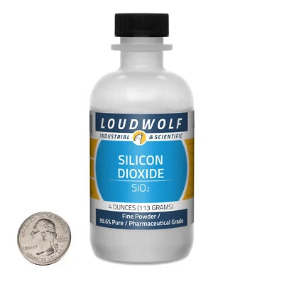 LOUDWOLF INDUSTRIAL & SCIENTIFIC Silicon Dioxide / 4 Ounce Bottle / 99.6% Pure Pharmaceutical Grade / Fine Powder