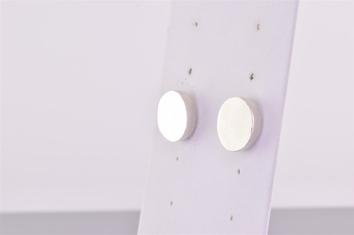 Pendientes de perno 925 ovalados de plata esterlina de 16 mm x 14 mm pulidos - Imagen 3 de 6