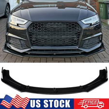 Gloss Black Front Spoiler Lip Body Kit For Audi A4 B9 S4 Sedan 2017-2019