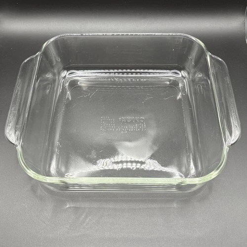 Vintage Pyrex 222-R Clear Glass 8x8x2 Square Baking Dish Pan 2 QT Made in USA