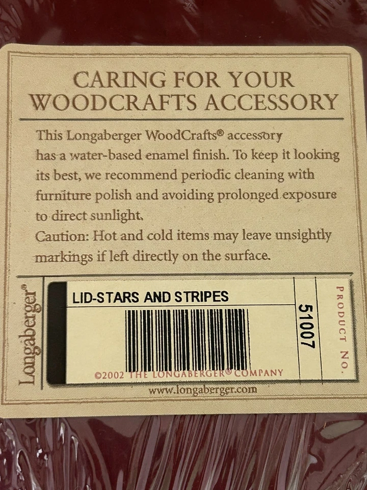 Longaberger WoodCrafts Lid 2002 American Celebration Stars & Stripes Red New - Image 4 of 4
