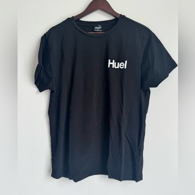 Huel Men's T-Shirt Medium Black Short Sleeve Tee Crewneck Cotton Regular Fit