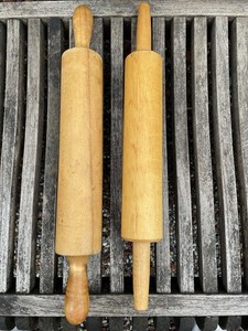 2 Wooden Wood Rolling Pins Farmhouse Primitive Kitchen Used Vintage Country Deco