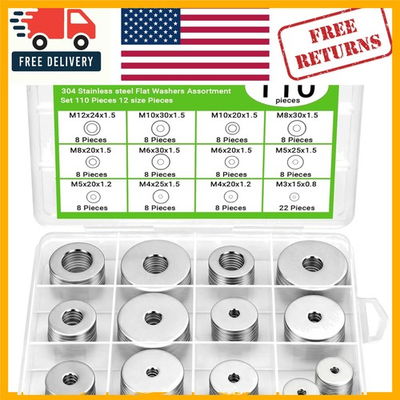 #ad Organized 110 Piece 304 Stainless Steel Washer Set for Home and Industrial Use $11.66