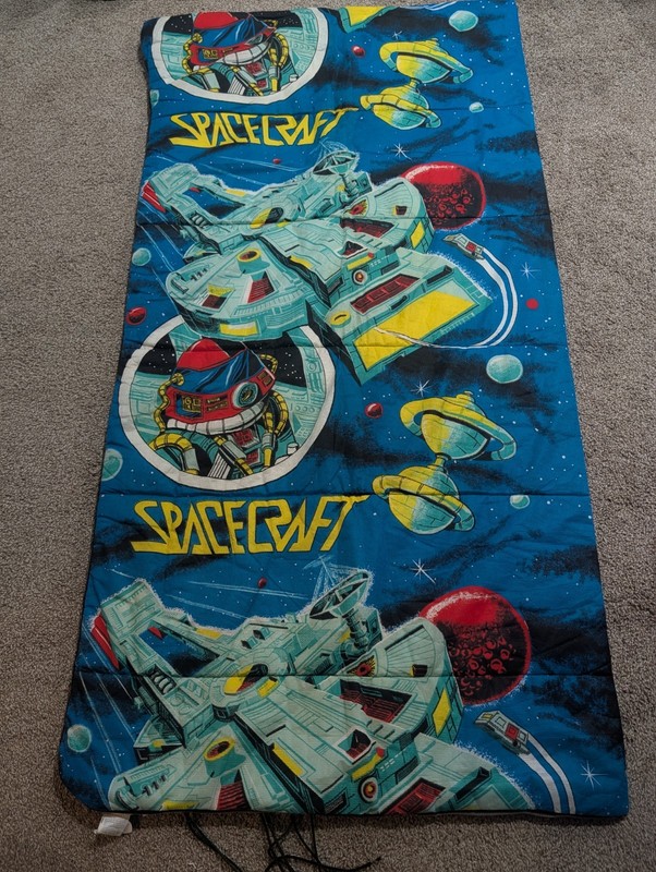 Vintage Kids Sleeping Bag Outer Space Spacecraft Planets Stars Retro *READ