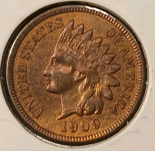 1909 Indian Head Cent AU/Unc Detail Cleaned *Better Date*