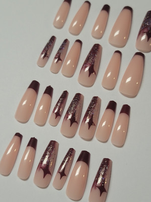  27pcs Fake nail Set Artificial False Nail Press On Glue Nail Set Coffin Medium